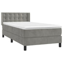 vidaXL világosszürke bársony rugós ágy matraccal 100 x 200 cm