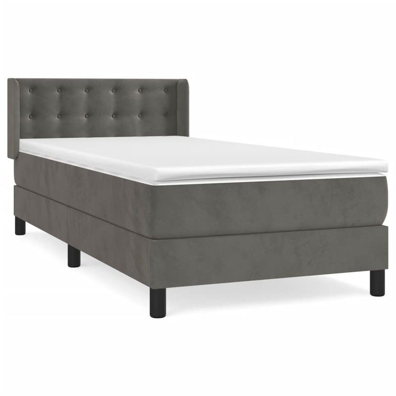 vidaXL sötétszürke bársony rugós ágy matraccal 100 x 200 cm