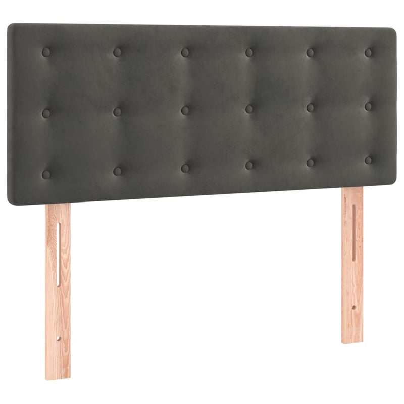 vidaXL sötétszürke bársony rugós ágy matraccal 100 x 200 cm