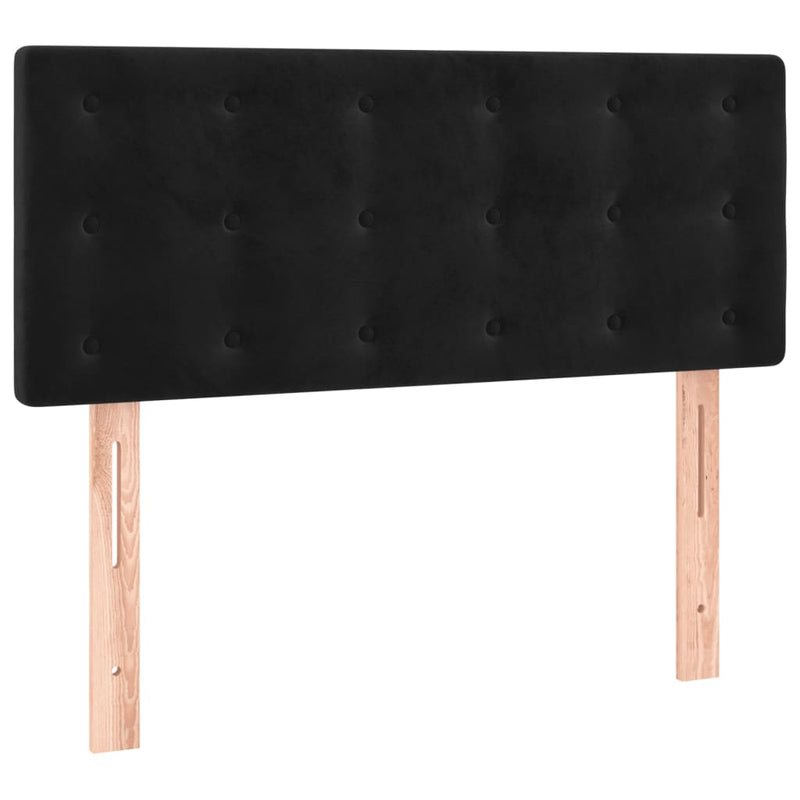 vidaXL fekete bársony rugós ágy matraccal 100 x 200 cm
