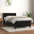 vidaXL fekete bársony rugós ágy matraccal 100 x 200 cm