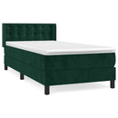 vidaXL sötétzöld bársony rugós ágy matraccal 100 x 200 cm