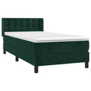 vidaXL sötétzöld bársony rugós ágy matraccal 100 x 200 cm