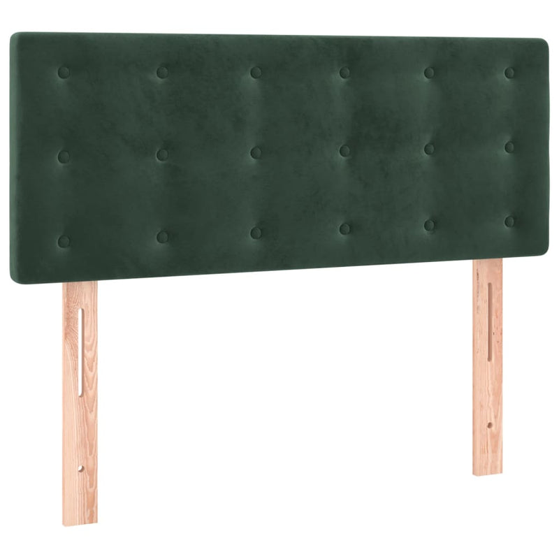 vidaXL sötétzöld bársony rugós ágy matraccal 100 x 200 cm