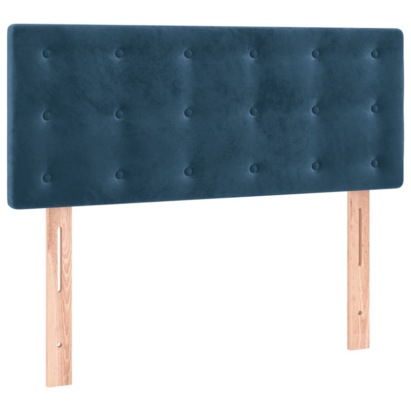 vidaXL sötétkék bársony rugós ágy matraccal 100 x 200 cm