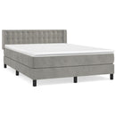 vidaXL világosszürke bársony rugós ágy matraccal 140x190 cm