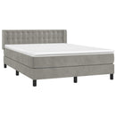 vidaXL világosszürke bársony rugós ágy matraccal 140x190 cm