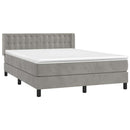 vidaXL világosszürke bársony rugós ágy matraccal 140x190 cm
