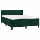 vidaXL sötétzöld bársony rugós ágy matraccal 140x190 cm