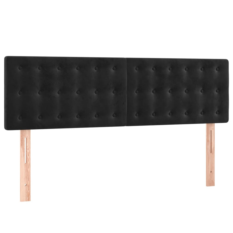 vidaXL fekete bársony rugós ágy matraccal 140x200 cm