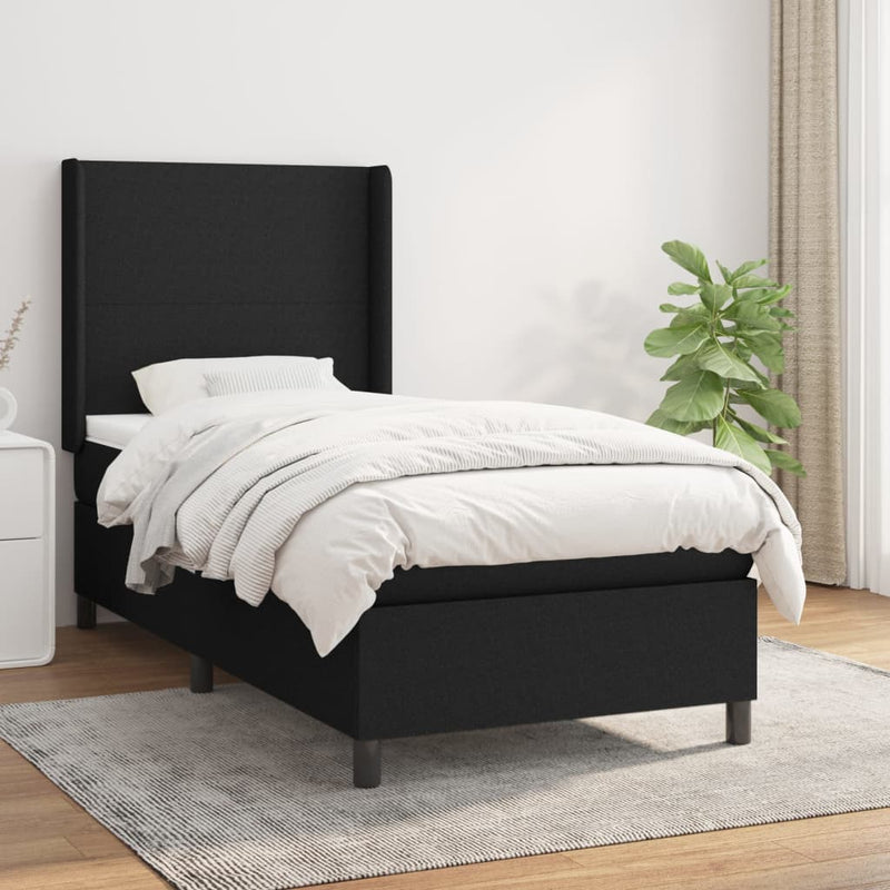 vidaXL fekete szövet rugós ágy matraccal 80 x 200 cm