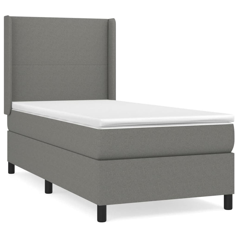 vidaXL sötétszürke szövet rugós ágy matraccal 100 x 200 cm