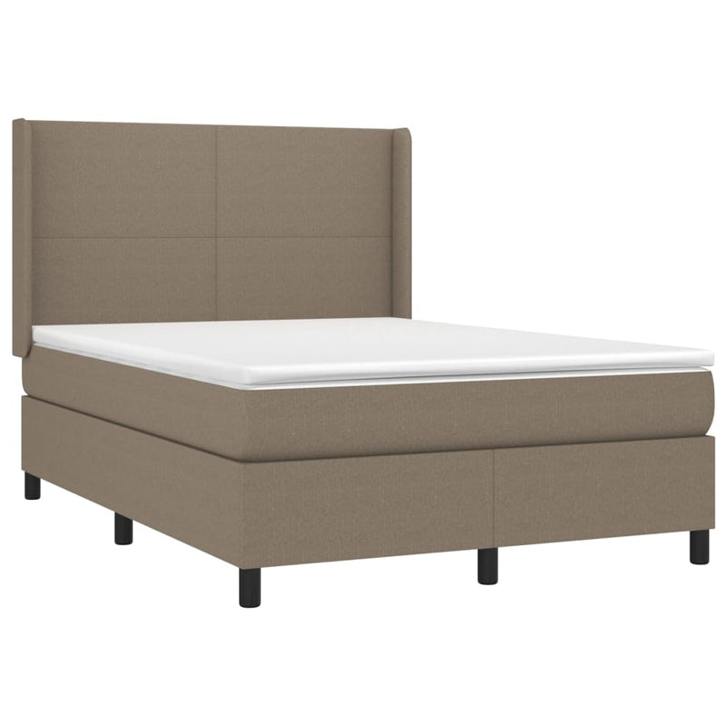 vidaXL tópszínű szövet rugós ágy matraccal 140 x 190 cm