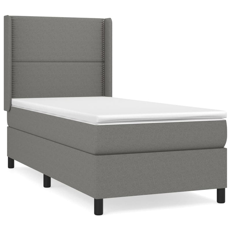 vidaXL sötétszürke szövet rugós ágy matraccal 80 x 200 cm