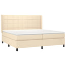 vidaXL krémszínű szövet rugós ágy matraccal 200 x 200 cm