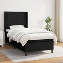 vidaXL fekete szövet rugós ágy matraccal 90x190 cm