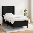 vidaXL fekete szövet rugós ágy matraccal 90x200 cm