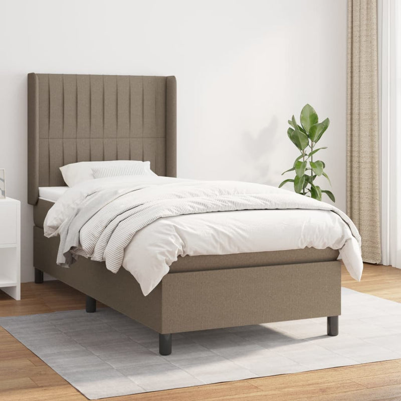vidaXL tópszínű szövet rugós ágy matraccal 90 x 200 cm