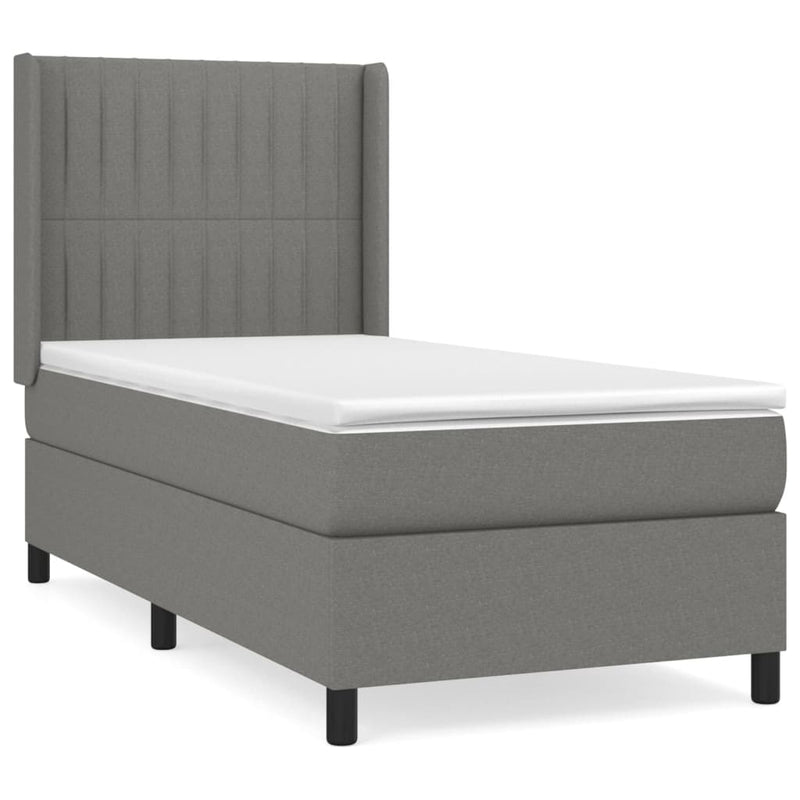 vidaXL sötétszürke szövet rugós ágy matraccal 100 x 200 cm