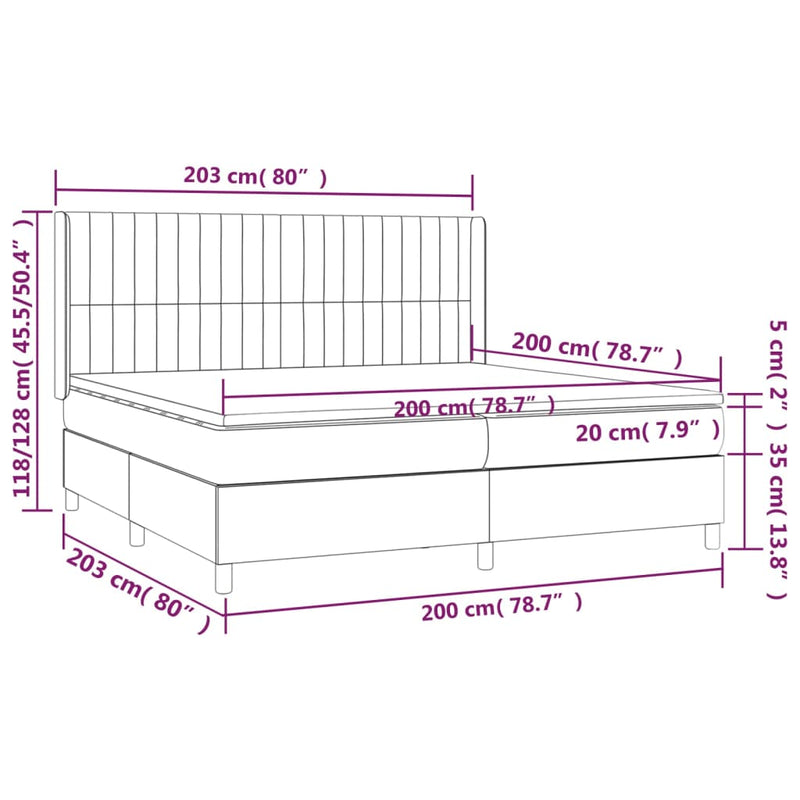 vidaXL fekete szövet rugós ágy matraccal 200 x 200 cm
