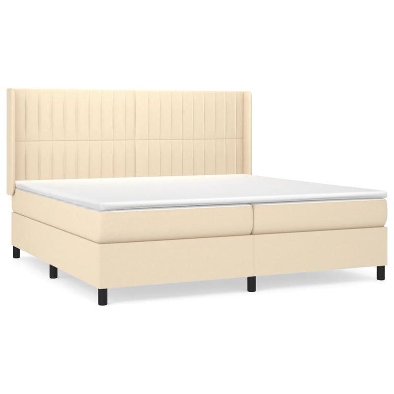 vidaXL krémszínű szövet rugós ágy matraccal 200 x 200 cm