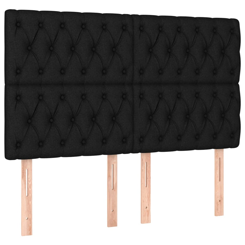 vidaXL fekete szövet rugós ágy matraccal 140 x 190 cm
