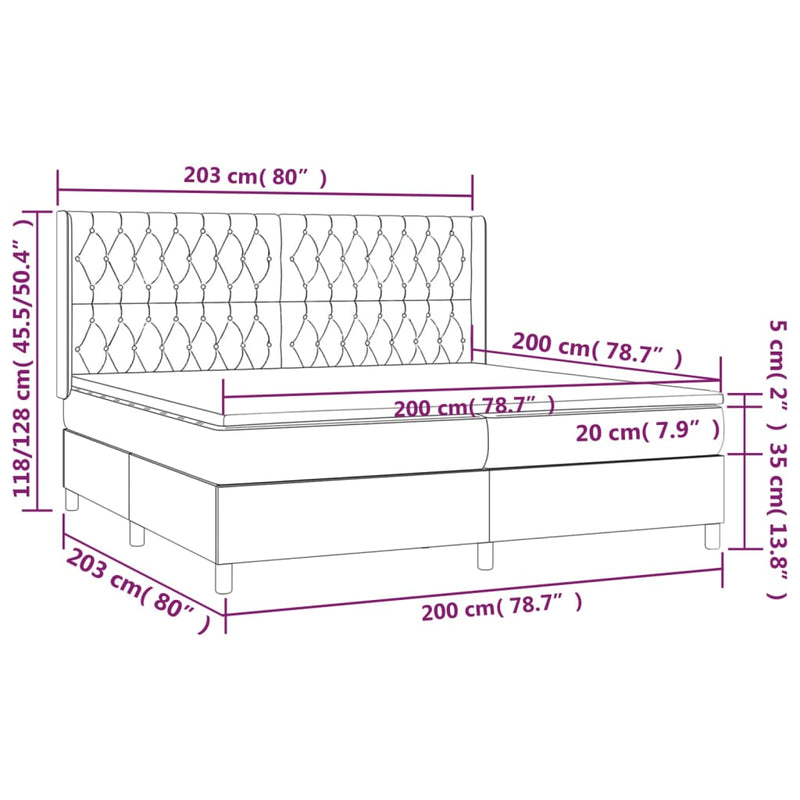 vidaXL fekete szövet rugós ágy matraccal 200 x 200 cm