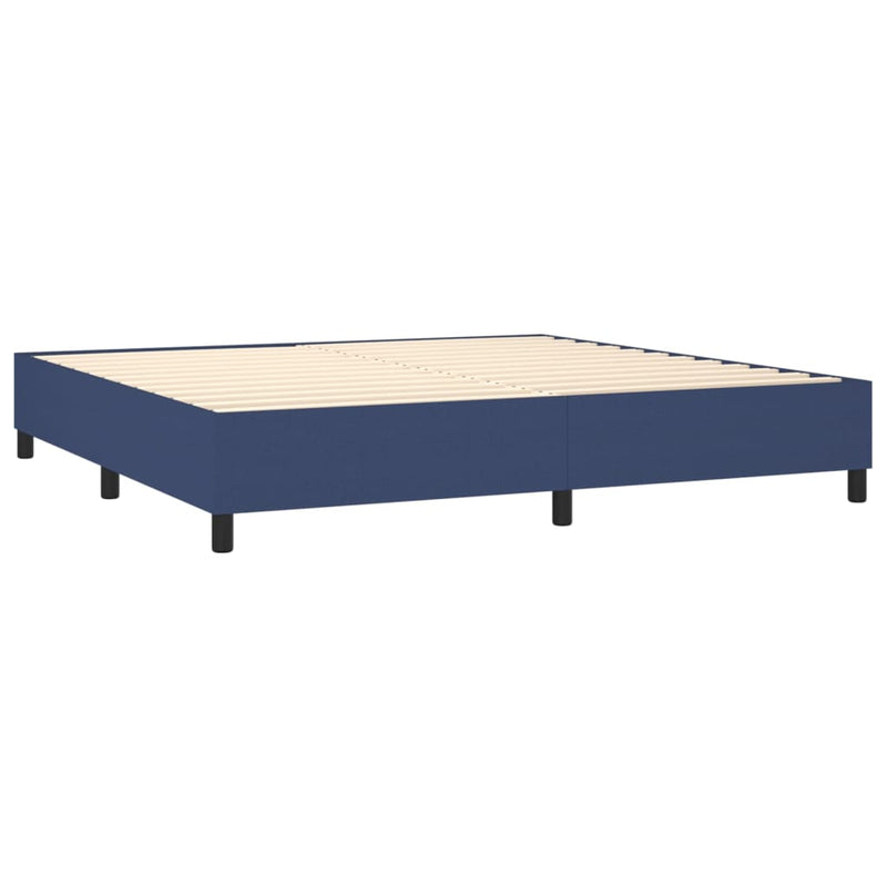 vidaXL kék szövet rugós ágy matraccal 200 x 200 cm
