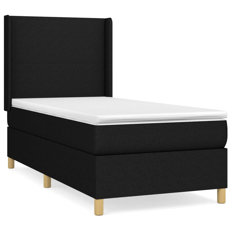 vidaXL fekete szövet rugós ágy matraccal 90x200 cm