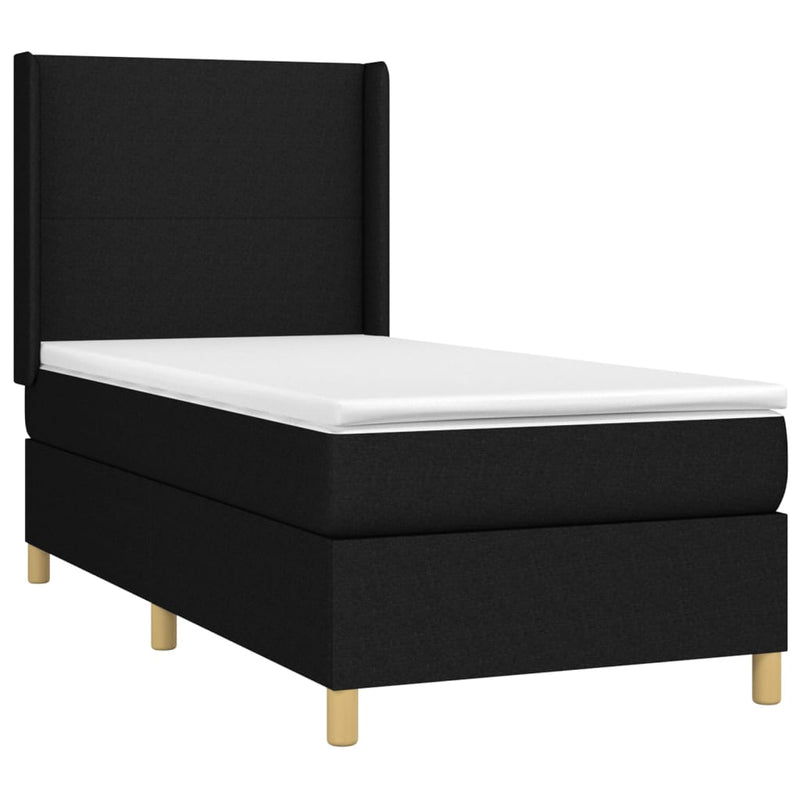 vidaXL fekete szövet rugós ágy matraccal 90x200 cm
