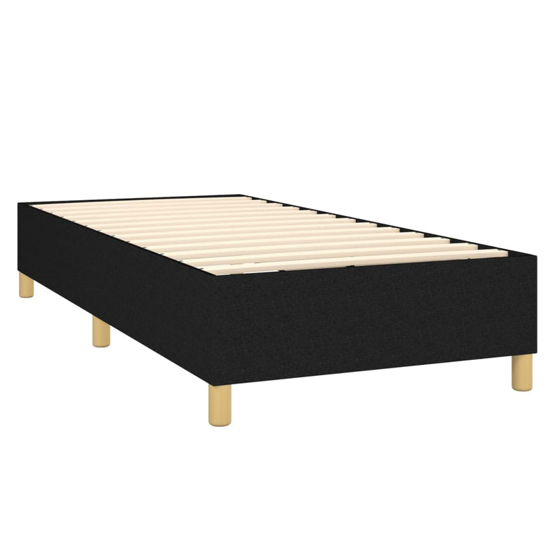 vidaXL fekete szövet rugós ágy matraccal 90x200 cm