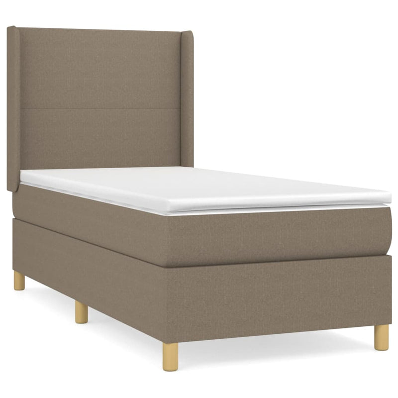vidaXL tópszínű szövet rugós ágy matraccal 90 x 200 cm