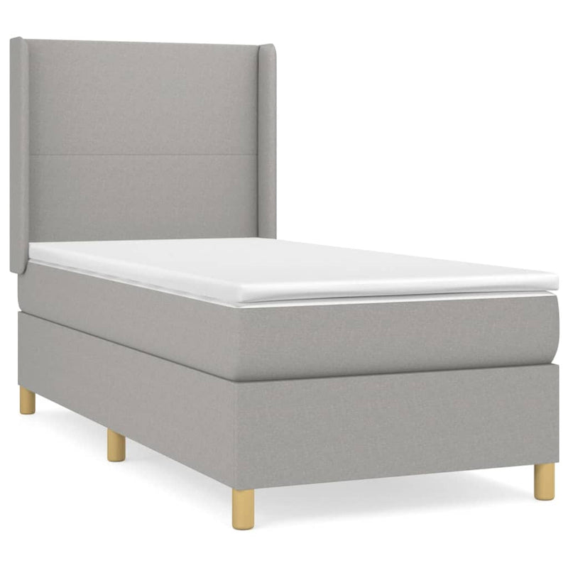 vidaXL világosszürke szövet rugós ágy matraccal 100 x 200 cm