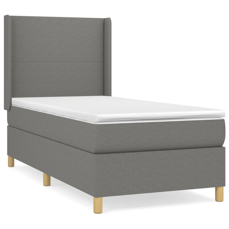 vidaXL sötétszürke szövet rugós ágy matraccal 100 x 200 cm
