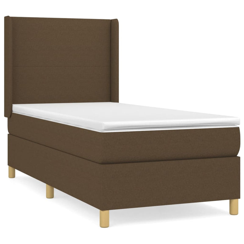 vidaXL sötétbarna szövet rugós ágy matraccal 100 x 200 cm