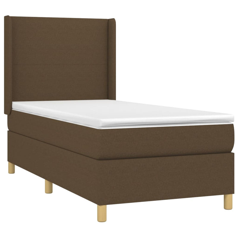 vidaXL sötétbarna szövet rugós ágy matraccal 100 x 200 cm
