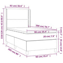 vidaXL sötétbarna szövet rugós ágy matraccal 90 x 200 cm