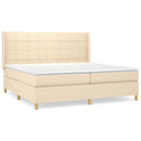vidaXL krémszínű szövet rugós ágy matraccal 200 x 200 cm