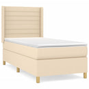 vidaXL krémszínű szövet rugós ágy matraccal 90 x 190 cm