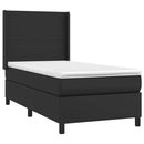 vidaXL fekete műbőr rugós ágy matraccal 100 x 200 cm