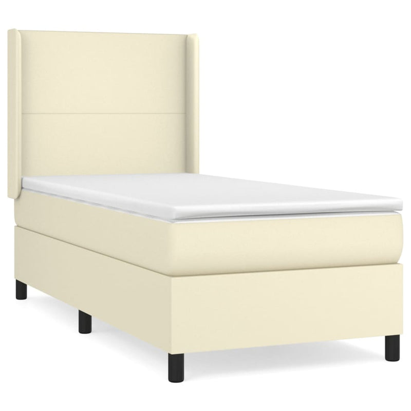 vidaXL krémszínű műbőr rugós ágy matraccal 100 x 200 cm