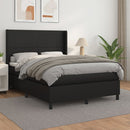 vidaXL fekete műbőr rugós ágy matraccal 140 x 190 cm