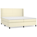 vidaXL krémszínű műbőr rugós ágy matraccal 200 x 200 cm