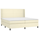 vidaXL krémszínű műbőr rugós ágy matraccal 200 x 200 cm