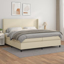 vidaXL krémszínű műbőr rugós ágy matraccal 200 x 200 cm