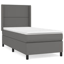 vidaXL szürke műbőr rugós ágy matraccal 90 x 200 cm
