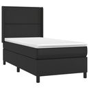 vidaXL fekete műbőr rugós ágy matraccal 100 x 200 cm