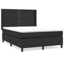 vidaXL fekete műbőr rugós ágy matraccal 140 x 190 cm