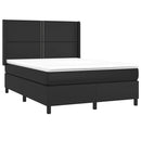 vidaXL fekete műbőr rugós ágy matraccal 140 x 190 cm