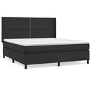 vidaXL fekete műbőr rugós ágy matraccal 180 x 200 cm